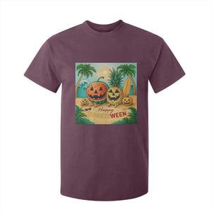 Retro Tropical Summerween T Shirt For Kid Halloween Summer Beach Cocktail Boo TS02 Maroon Print Your Wear