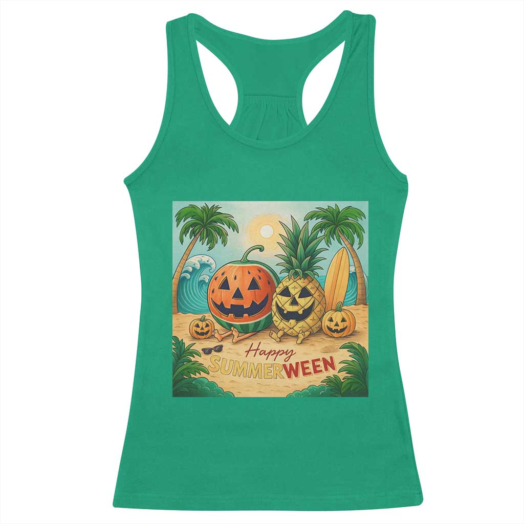 Retro Tropical Summerween Racerback Tank Top Halloween Summer Beach Cocktail Boo TS02 Irish Green Print Your Wear