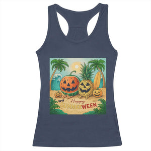 Retro Tropical Summerween Racerback Tank Top Halloween Summer Beach Cocktail Boo TS02 Navy Print Your Wear