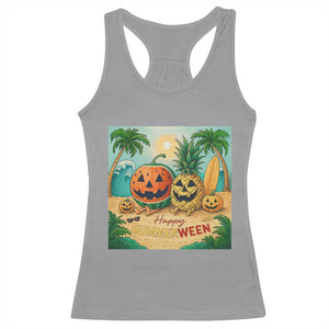 Retro Tropical Summerween Racerback Tank Top Halloween Summer Beach Cocktail Boo TS02 Sport Gray Print Your Wear