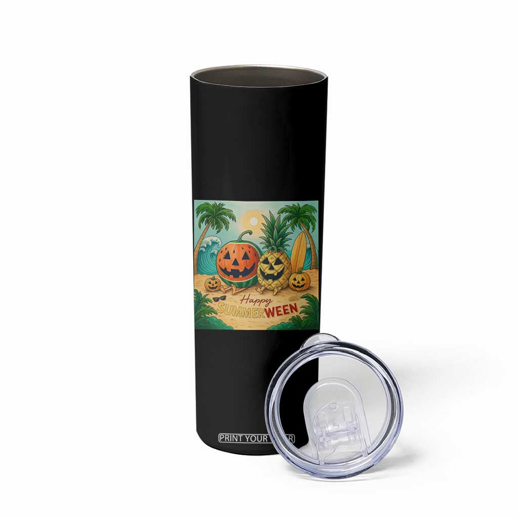 Retro Tropical Summerween Skinny Tumbler Halloween Summer Beach Cocktail Boo TS02 Print Your Wear