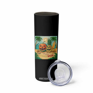 Retro Tropical Summerween Skinny Tumbler Halloween Summer Beach Cocktail Boo TS02 Print Your Wear