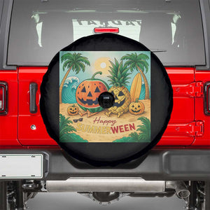 Retro Tropical Summerween Spare Tire Cover Halloween Summer Beach Cocktail Boo TS02 Black Print Your Wear