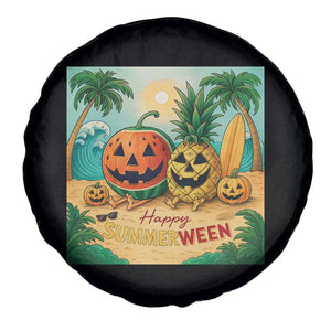 Retro Tropical Summerween Spare Tire Cover Halloween Summer Beach Cocktail Boo TS02 Print Your Wear