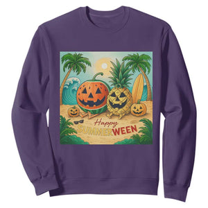Retro Tropical Summerween Sweatshirt Halloween Summer Beach Cocktail Boo TS02 Purple Print Your Wear