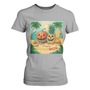 Retro Tropical Summerween T Shirt For Women Halloween Summer Beach Cocktail Boo TS02 Sport Gray Print Your Wear