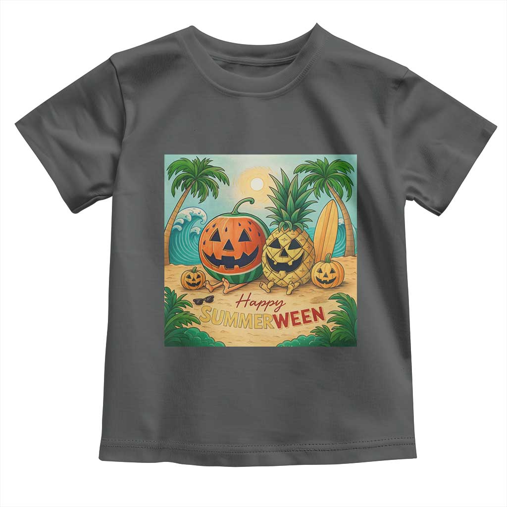 Retro Tropical Summerween Toddler T Shirt Halloween Summer Beach Cocktail Boo TS02 Dark Heather Print Your Wear
