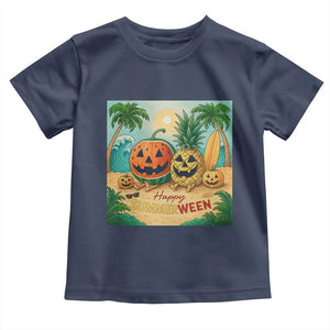 Retro Tropical Summerween Toddler T Shirt Halloween Summer Beach Cocktail Boo TS02 Navy Print Your Wear