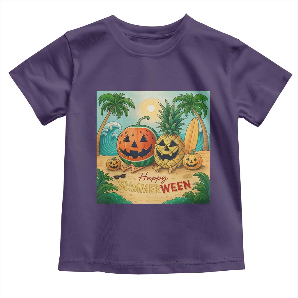 Retro Tropical Summerween Toddler T Shirt Halloween Summer Beach Cocktail Boo TS02 Purple Print Your Wear