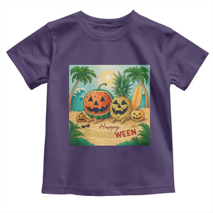 Retro Tropical Summerween Toddler T Shirt Halloween Summer Beach Cocktail Boo TS02 Purple Print Your Wear