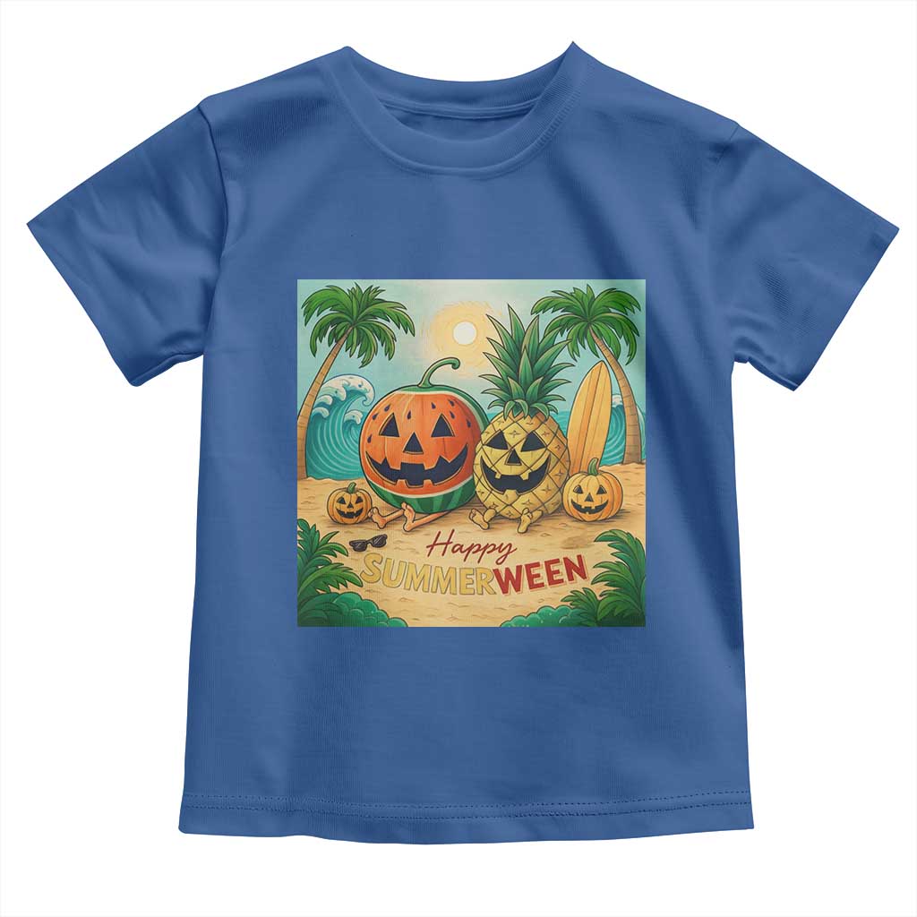 Retro Tropical Summerween Toddler T Shirt Halloween Summer Beach Cocktail Boo TS02 Royal Blue Print Your Wear