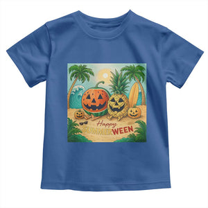 Retro Tropical Summerween Toddler T Shirt Halloween Summer Beach Cocktail Boo TS02 Royal Blue Print Your Wear
