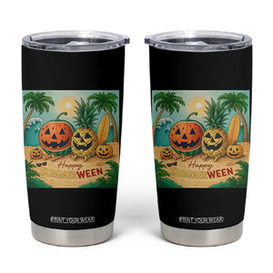 Retro Tropical Summerween Tumbler Cup Halloween Summer Beach Cocktail Boo TS02 Black Print Your Wear