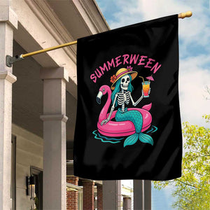 Summerween Skeleton Mermaid Garden Flag Flamingo Float Funny Spooky Summer Halloween Vibes TS02 Print Your Wear