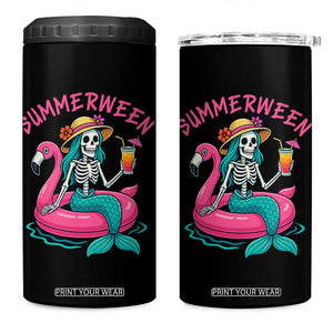 Summerween Skeleton Mermaid 4 in 1 Can Cooler Tumbler Flamingo Float Funny Spooky Summer Halloween Vibes TS02 One Size: 16 oz Black Print Your Wear