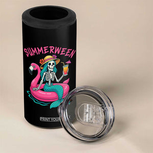 Summerween Skeleton Mermaid 4 in 1 Can Cooler Tumbler Flamingo Float Funny Spooky Summer Halloween Vibes TS02 Print Your Wear