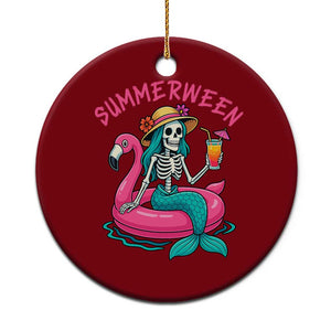 Summerween Skeleton Mermaid Ceramic Ornament Flamingo Float Funny Spooky Summer Halloween Vibes TS02 1pc Red Print Your Wear