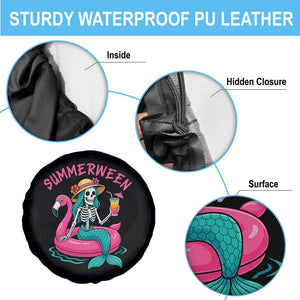 Summerween Skeleton Mermaid Spare Tire Cover Flamingo Float Funny Spooky Summer Halloween Vibes TS02 Print Your Wear