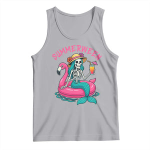 Summerween Skeleton Mermaid Tank Top Flamingo Float Funny Spooky Summer Halloween Vibes TS02 Athletic Heather Print Your Wear