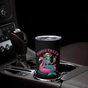 Summerween Skeleton Mermaid Tumbler Cup Flamingo Float Funny Spooky Summer Halloween Vibes TS02 Print Your Wear