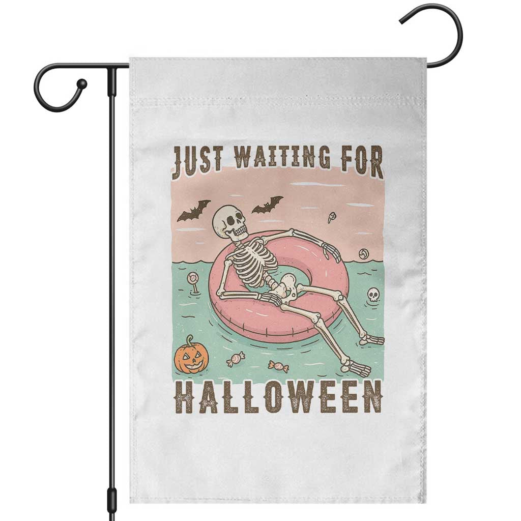 Spooky Summer Skeleton Garden Flag Just Waiting For Halloween Summer Pool Party TS02 White Print Your Wear
