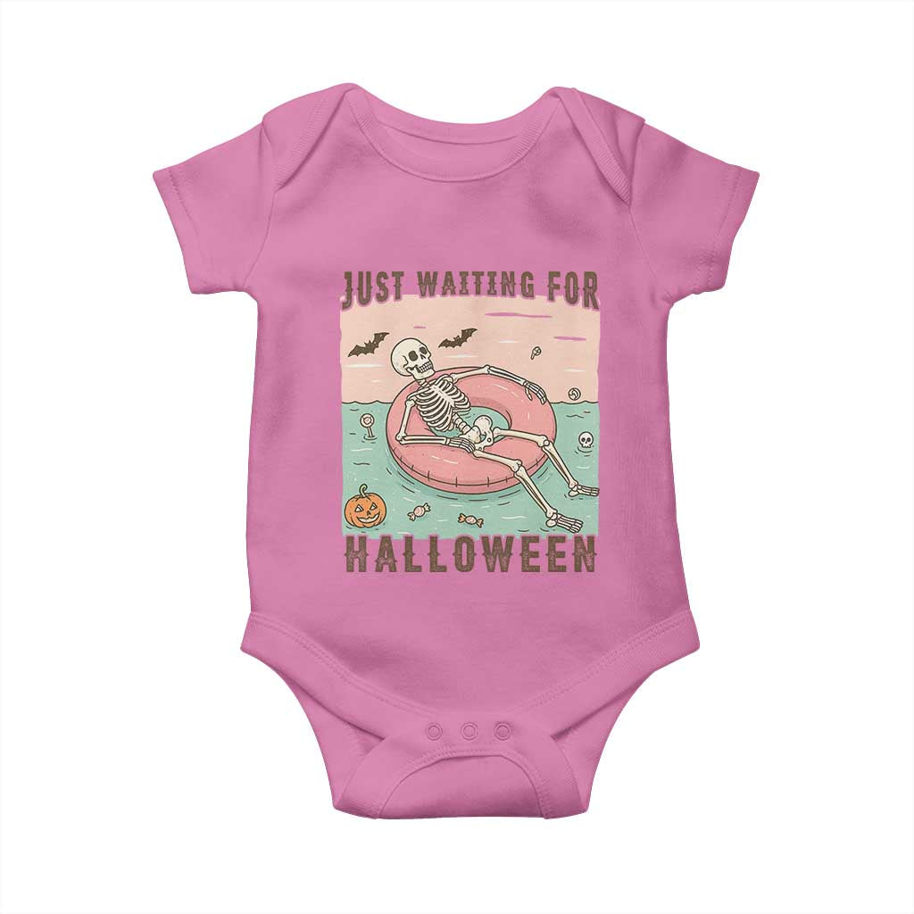 Spooky Summer Skeleton Baby Onesie Just Waiting For Halloween Summer Pool Party TS02 Azalea Print Your Wear