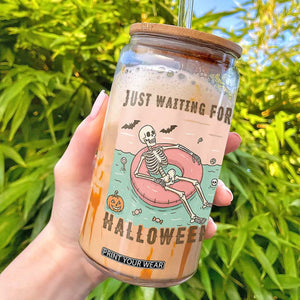 Spooky Summer Skeleton Glass Can Just Waiting For Halloween Summer Pool Party TS02 White Print Your Wear