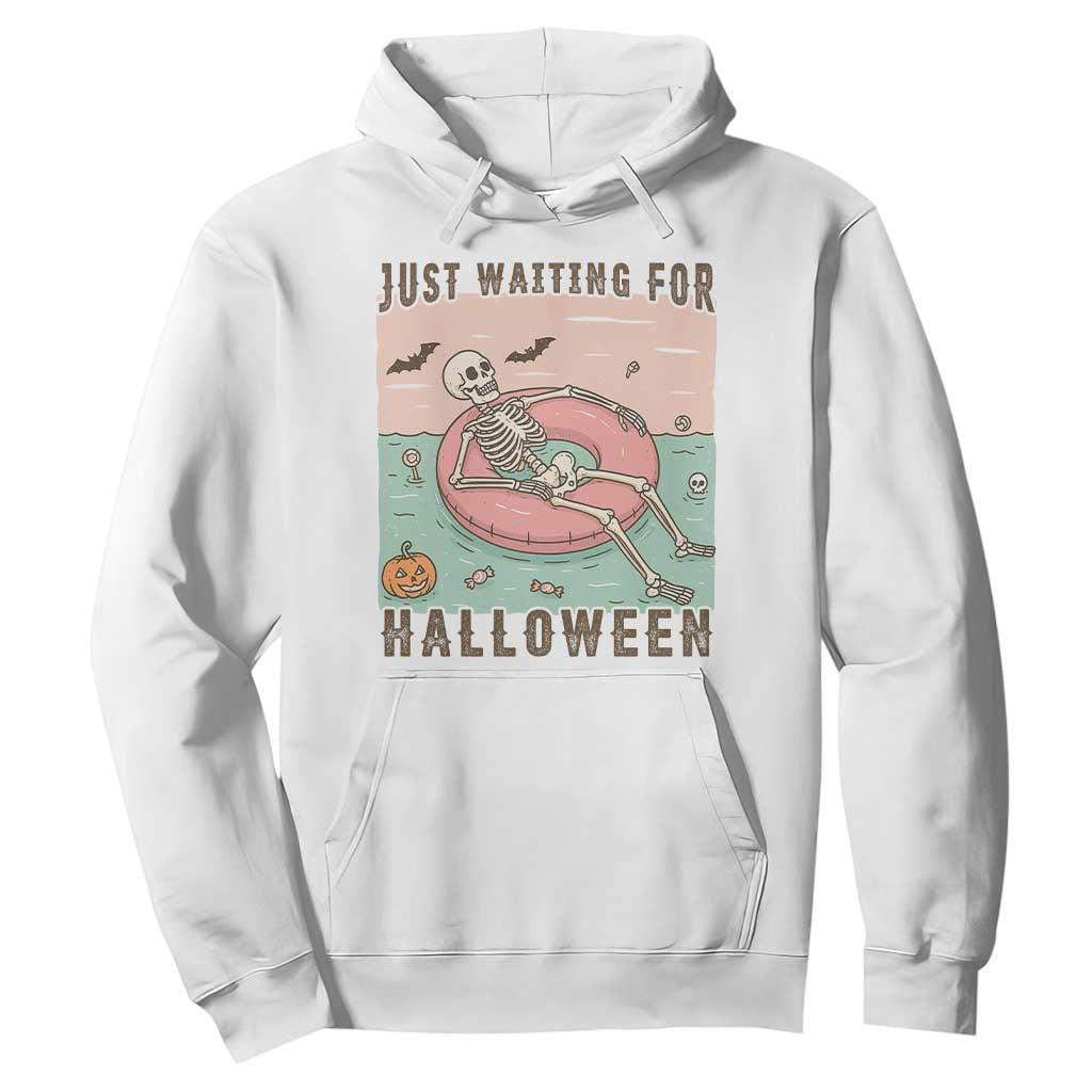 Spooky Summer Skeleton Hoodie Just Waiting For Halloween Summer Pool Party TS02 White Print Your Wear