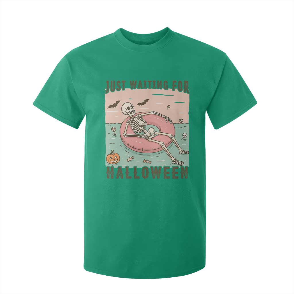 Spooky Summer Skeleton T Shirt For Kid Just Waiting For Halloween Summer Pool Party TS02 Irish Green Print Your Wear