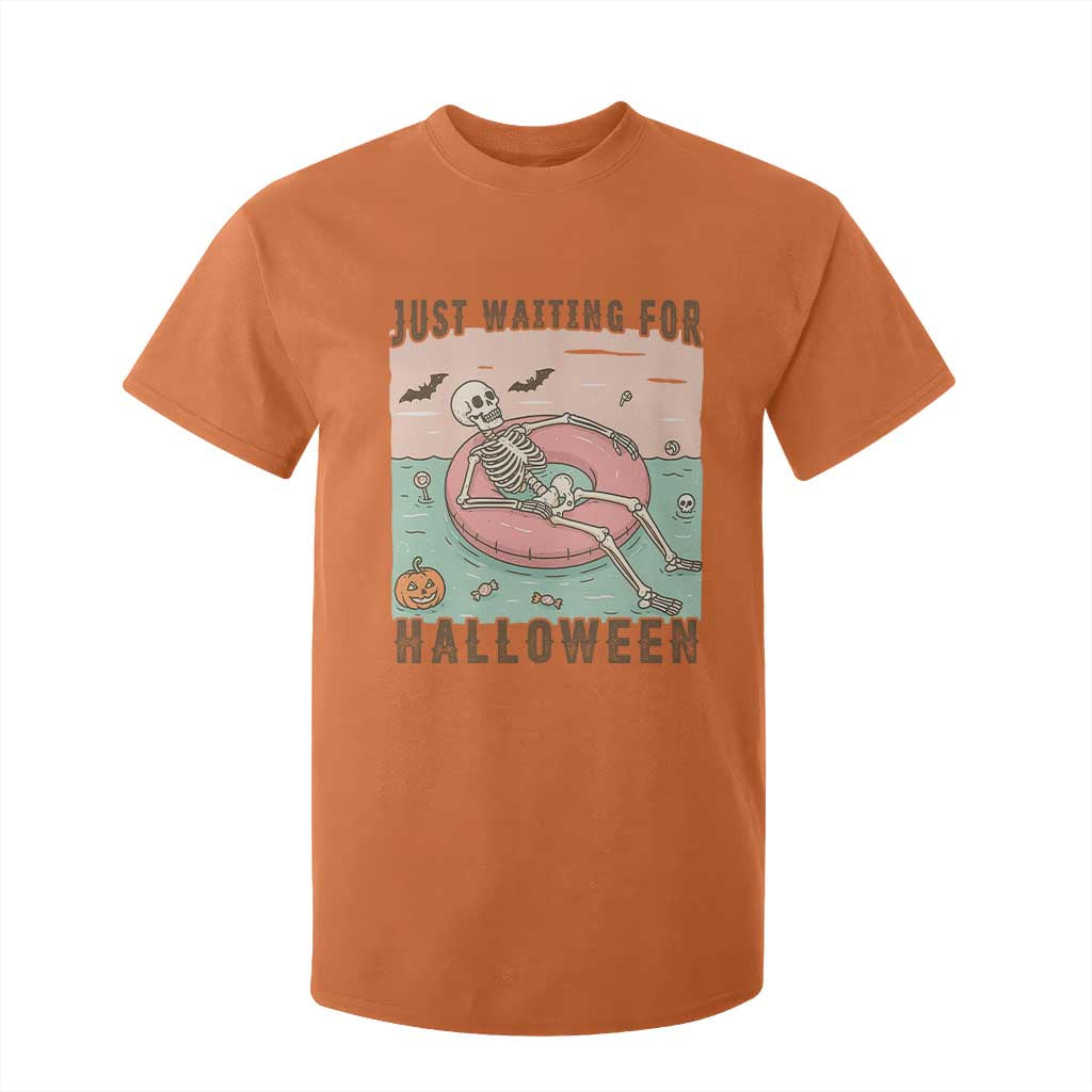 Spooky Summer Skeleton T Shirt For Kid Just Waiting For Halloween Summer Pool Party TS02 Orange Print Your Wear