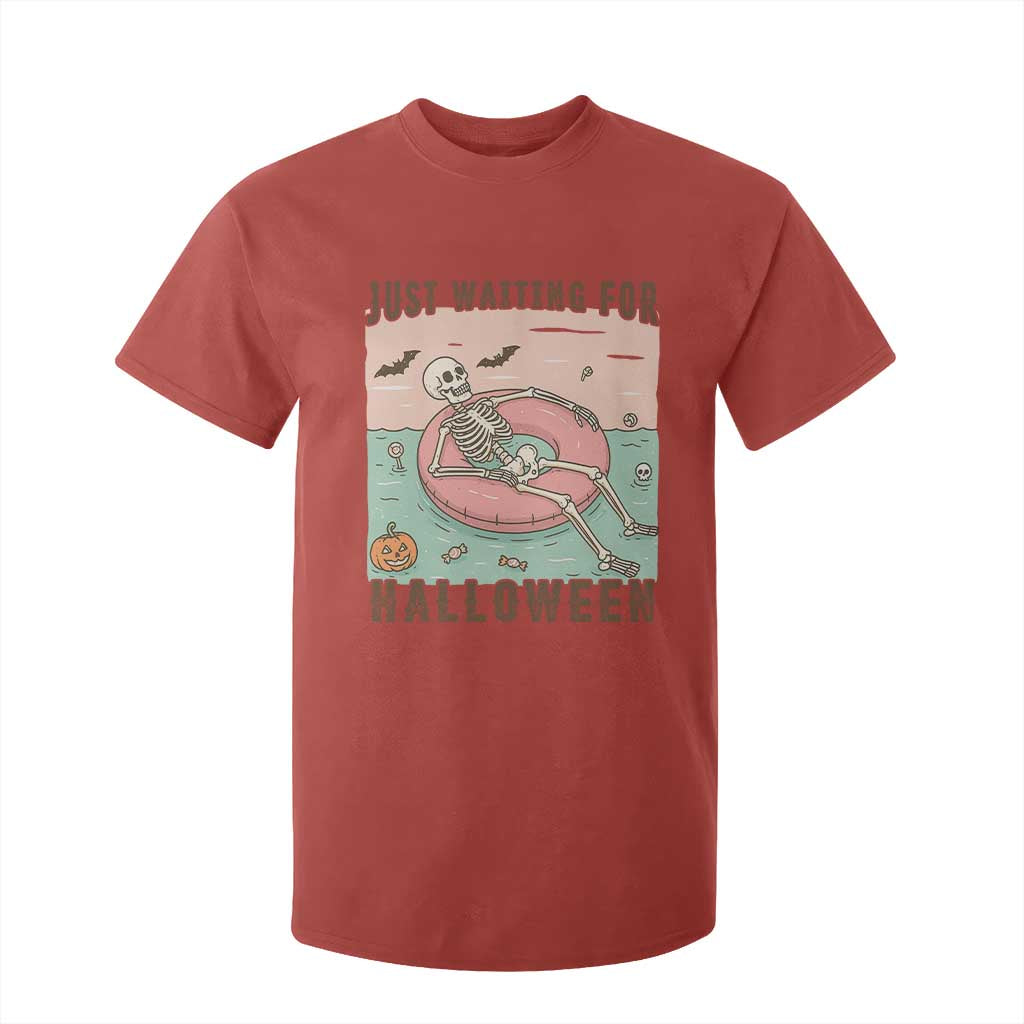 Spooky Summer Skeleton T Shirt For Kid Just Waiting For Halloween Summer Pool Party TS02 Red Print Your Wear