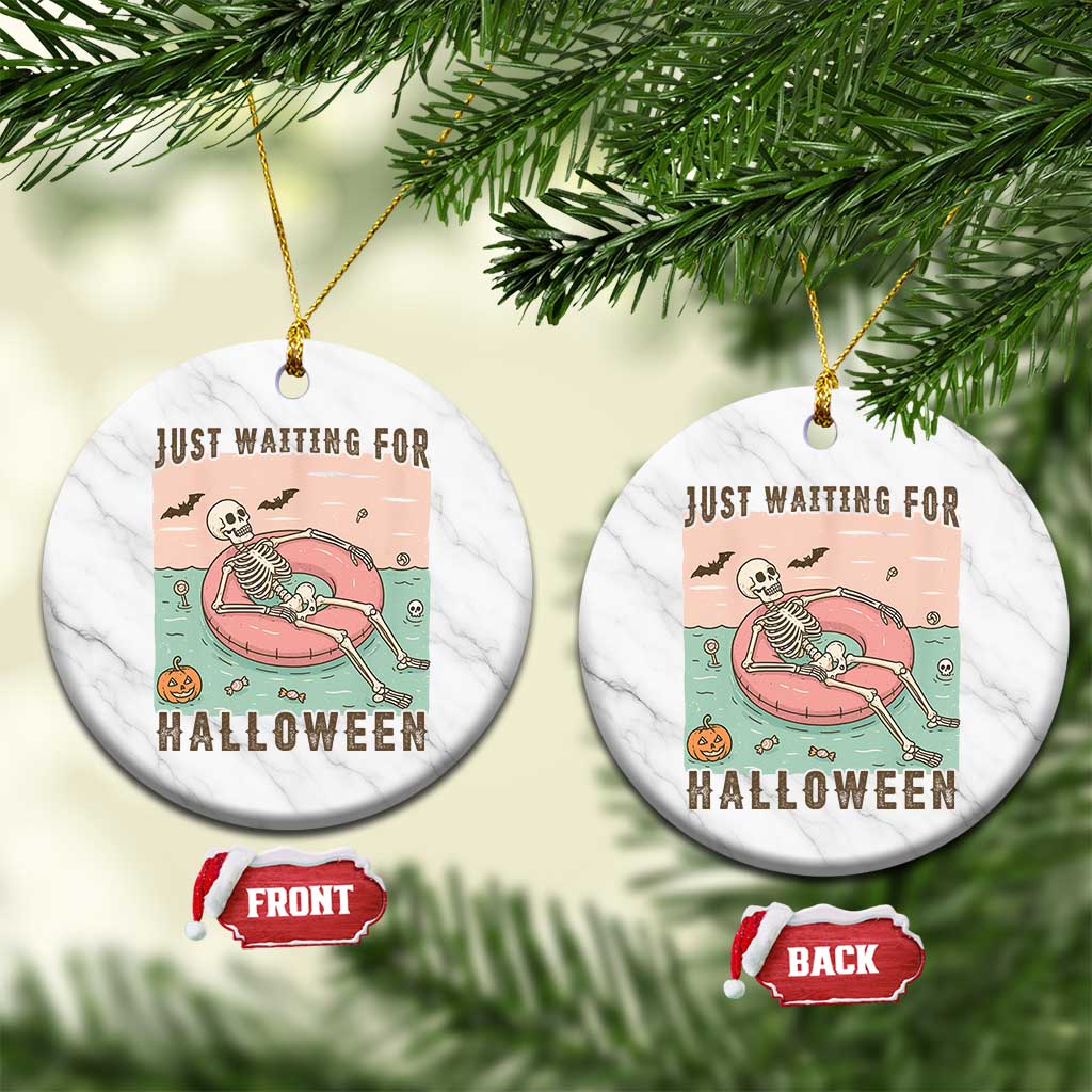 Spooky Summer Skeleton Ceramic Ornament Just Waiting For Halloween Summer Pool Party TS02 1pc White Marble Print Your Wear