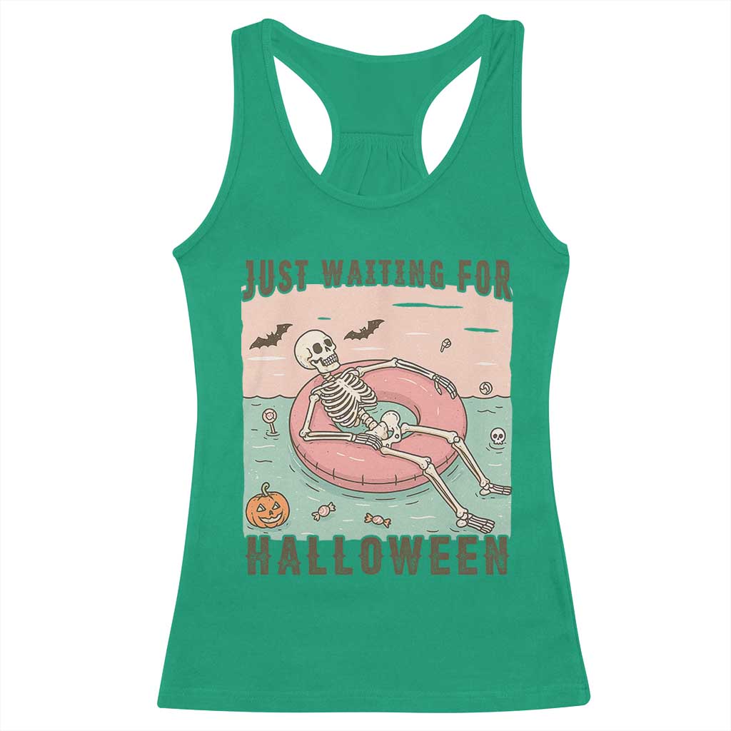 Spooky Summer Skeleton Racerback Tank Top Just Waiting For Halloween Summer Pool Party TS02 Irish Green Print Your Wear