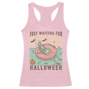 Spooky Summer Skeleton Racerback Tank Top Just Waiting For Halloween Summer Pool Party TS02 Light Pink Print Your Wear