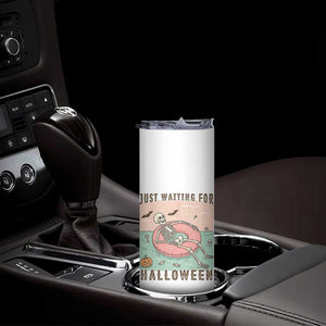 Spooky Summer Skeleton Skinny Tumbler Just Waiting For Halloween Summer Pool Party TS02 Print Your Wear