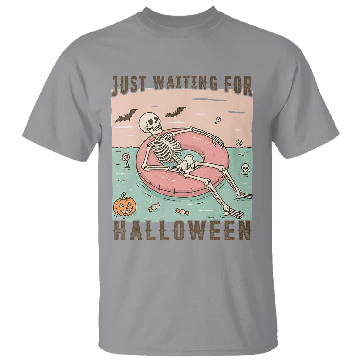 Spooky Summer Skeleton T Shirt Just Waiting For Halloween Summer Pool Party TS02 Sport Gray Print Your Wear