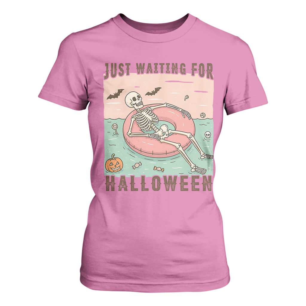 Spooky Summer Skeleton T Shirt For Women Just Waiting For Halloween Summer Pool Party TS02 Azalea Print Your Wear