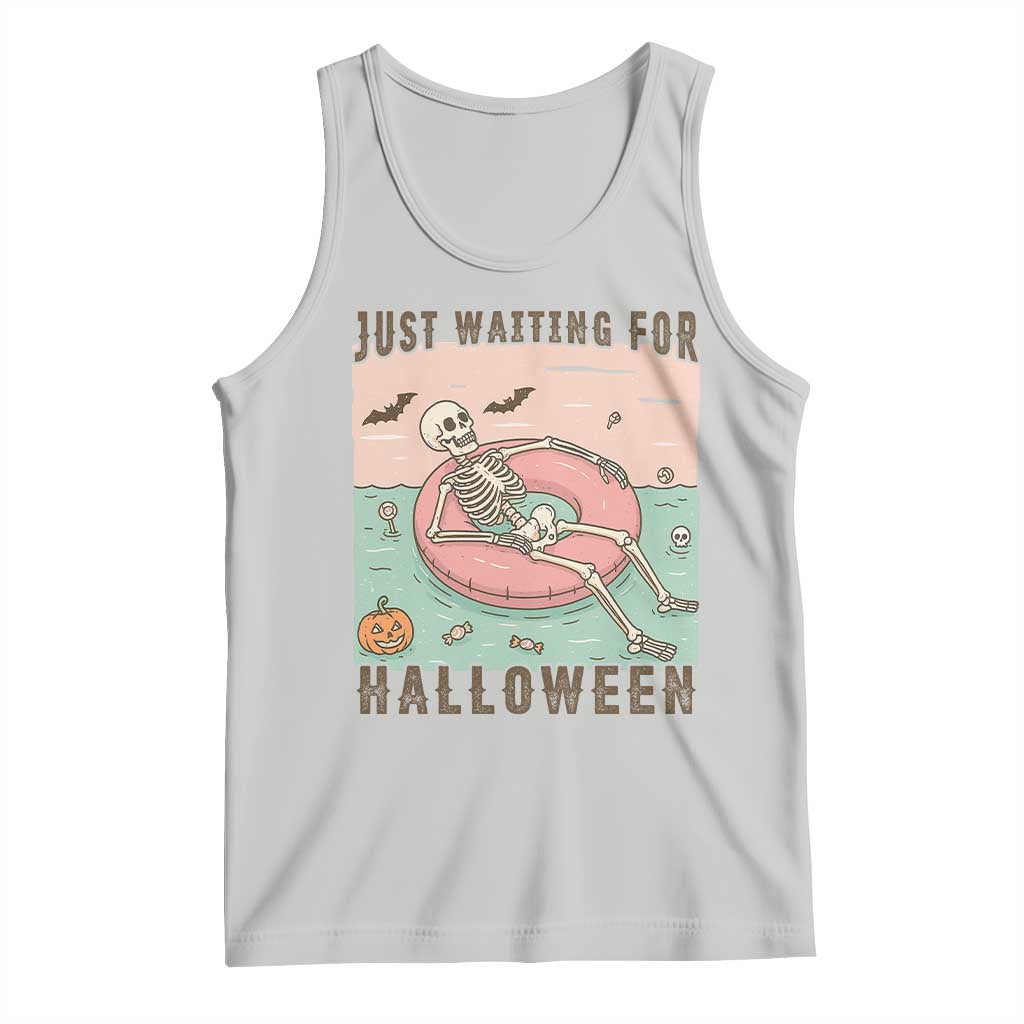 Spooky Summer Skeleton Tank Top Just Waiting For Halloween Summer Pool Party TS02 Ash Print Your Wear