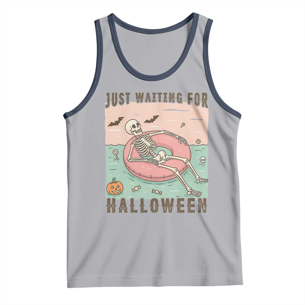 Spooky Summer Skeleton Tank Top Just Waiting For Halloween Summer Pool Party TS02 Athletic Heather Navy Print Your Wear