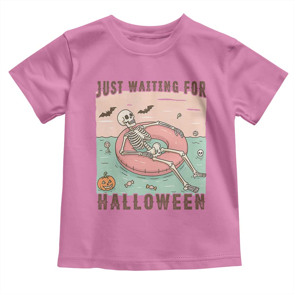 Spooky Summer Skeleton Toddler T Shirt Just Waiting For Halloween Summer Pool Party TS02 Azalea Print Your Wear