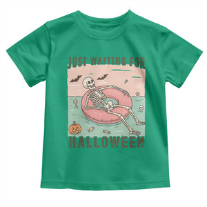 Spooky Summer Skeleton Toddler T Shirt Just Waiting For Halloween Summer Pool Party TS02 Irish Green Print Your Wear