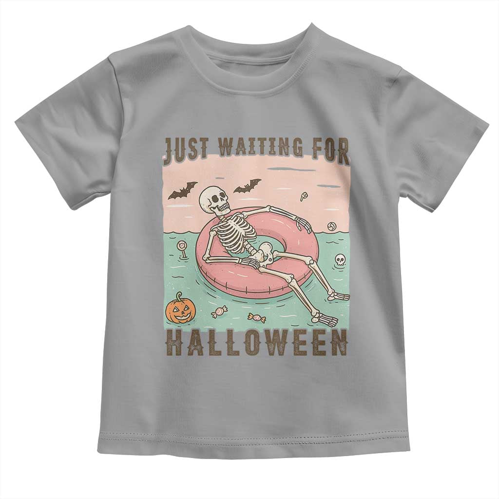 Spooky Summer Skeleton Toddler T Shirt Just Waiting For Halloween Summer Pool Party TS02 Sport Gray Print Your Wear