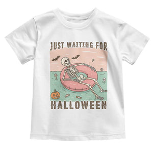 Spooky Summer Skeleton Toddler T Shirt Just Waiting For Halloween Summer Pool Party TS02 White Print Your Wear