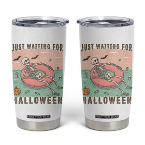 Spooky Summer Skeleton Tumbler Cup Just Waiting For Halloween Summer Pool Party TS02 White Print Your Wear