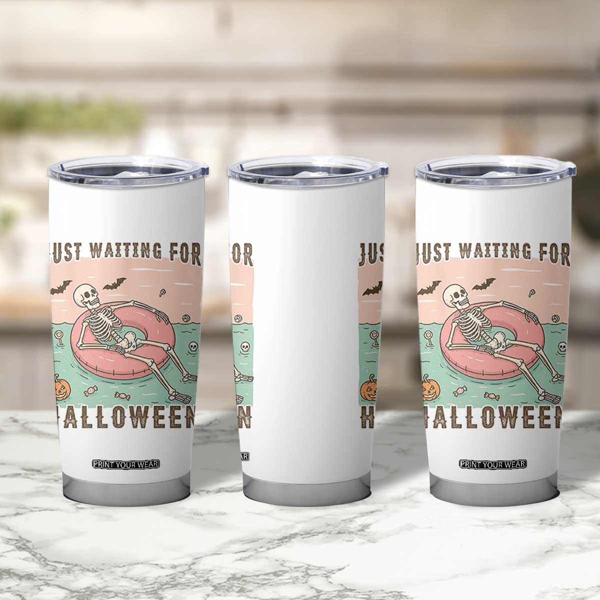 Spooky Summer Skeleton Tumbler Cup Just Waiting For Halloween Summer Pool Party TS02 Print Your Wear