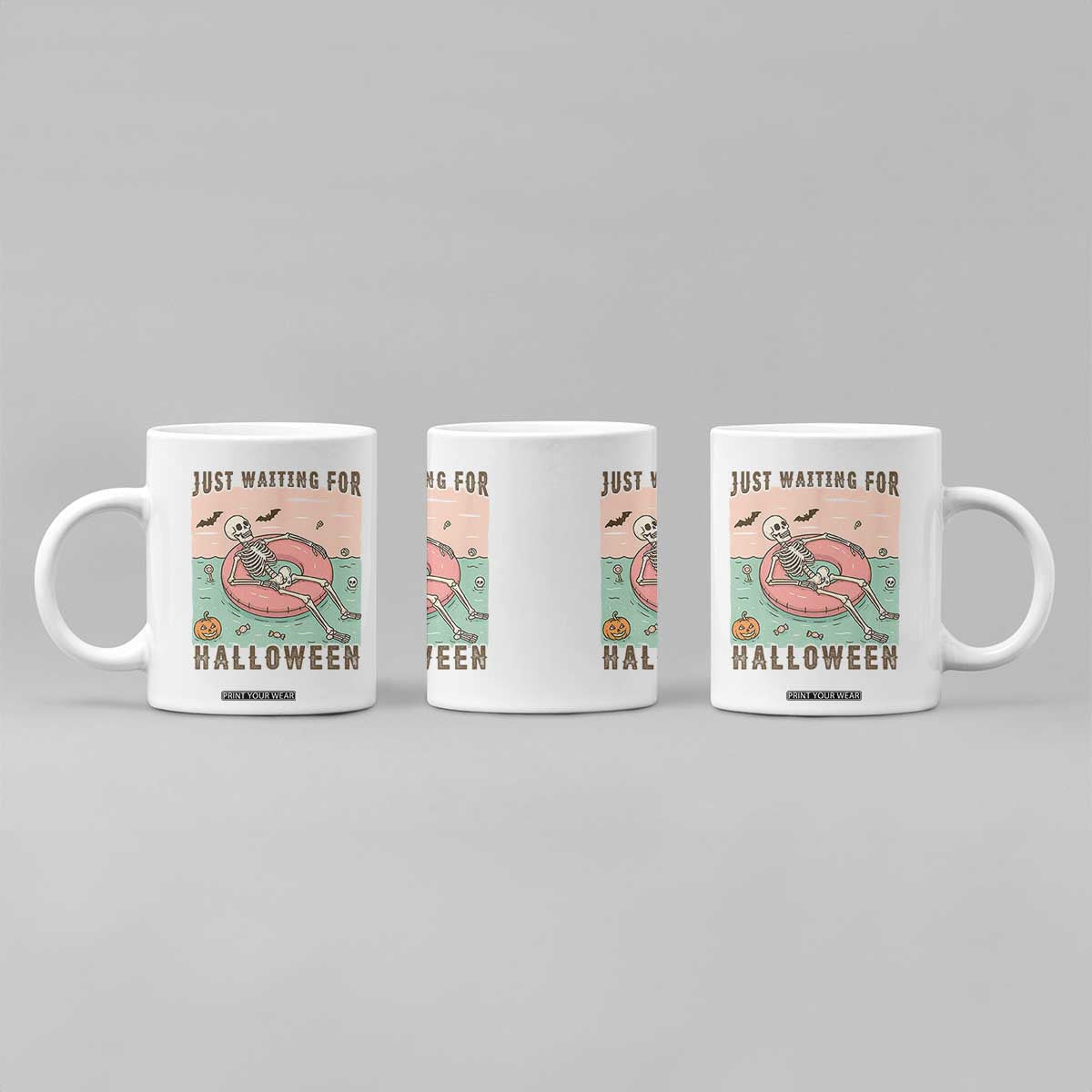 Spooky Summer Skeleton Coffee Mug Just Waiting For Halloween Summer Pool Party TS02 Print Your Wear