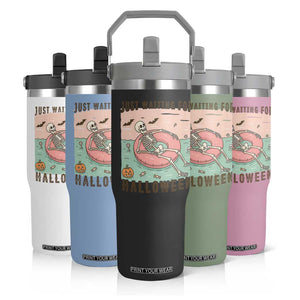 Spooky Summer Skeleton Flip Straw Tumbler Just Waiting For Halloween Summer Pool Party TS02 Print Your Wear