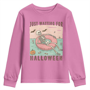 Spooky Summer Skeleton Youth Sweatshirt Just Waiting For Halloween Summer Pool Party TS02 Azalea Print Your Wear