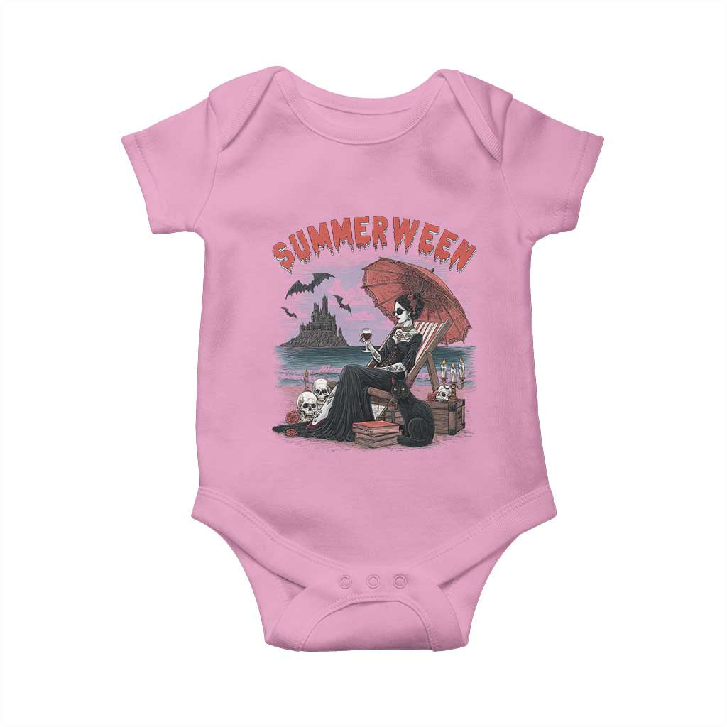Gothic Summerween Baby Onesie Spooky Summer Halloween Horror Character TS02 Light Pink Print Your Wear