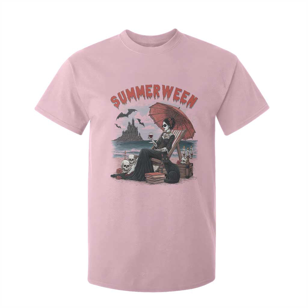 Gothic Summerween T Shirt For Kid Spooky Summer Halloween Horror Character TS02 Light Pink Print Your Wear